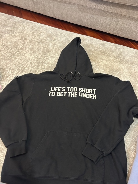 Other - Barstool sports Large Black Graphic Hoodie - "Life's Too Short to bet the under